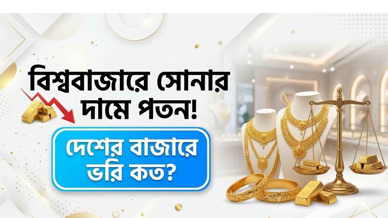 বিশ্ববাজারে সোনার দামে পতন, দেশের বাজারে ভরি কত?