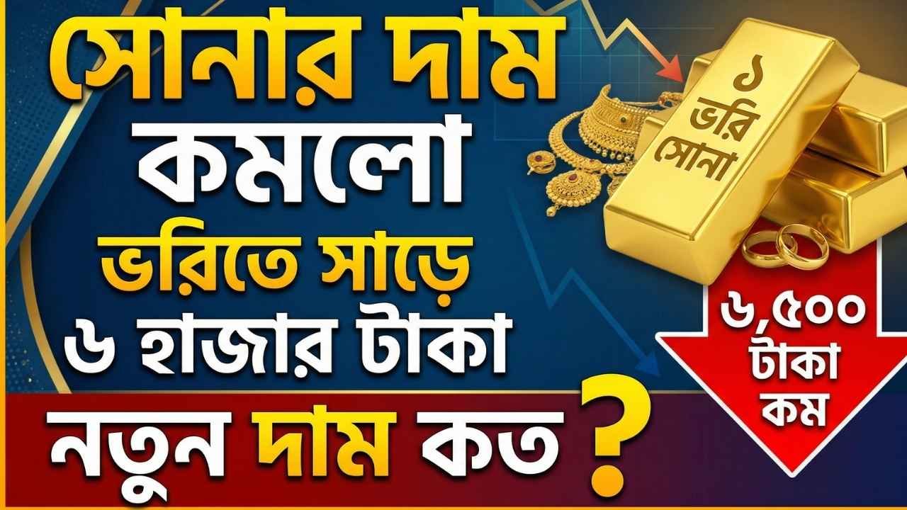 সোনার দাম কমলো ভরিতে সাড়ে ৬ হাজার টাকা, নতুন দাম কত