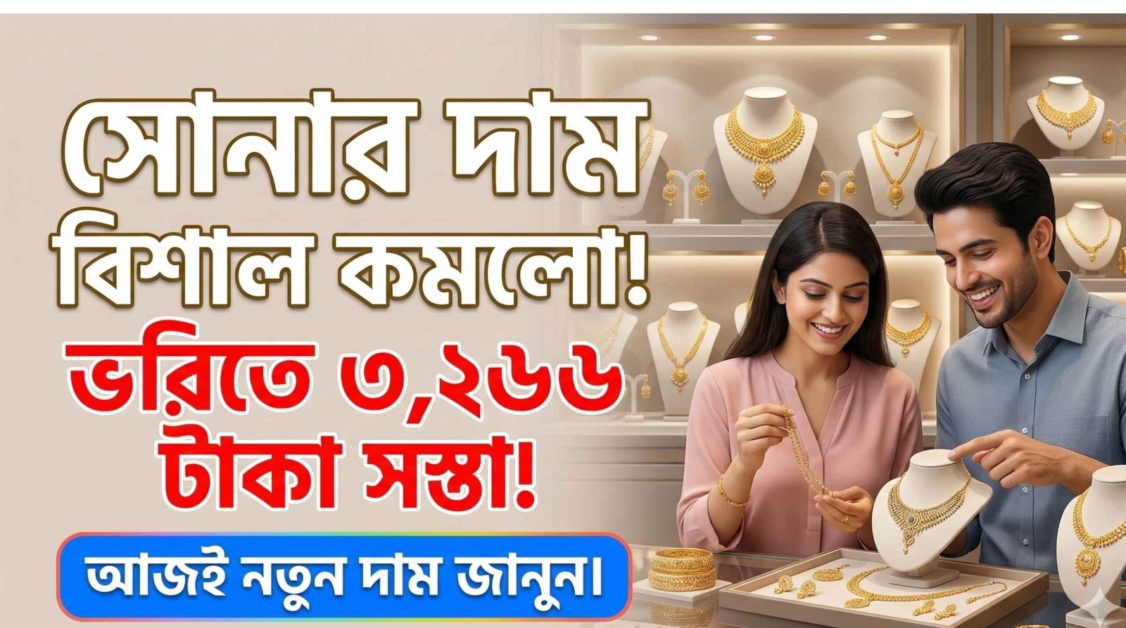 সোনার দাম ভরিতে কমলো ৩ হাজার ২৬৬ টাকা